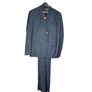 Braveman Mens Navy Blue Suit Jacket & Pants 42L / 36W Polyester Viscose Blend 2-